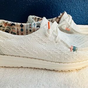 Hey Dude Women’s Wendy Boho white crochet slip ons